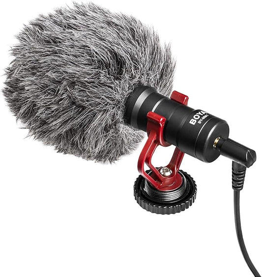 BOYA MM1 Universal Camera Microphone Super-Cardioid Shotgun Microphone with Shock Mount for Camera, Consumer, Camcorder iPhone, Android Smartphones