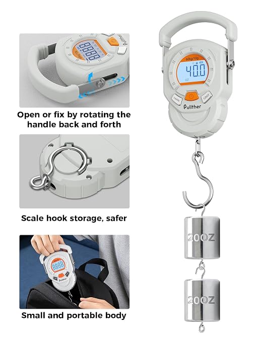 Fish Scale, Max 130lbs Fishing Scale,Multi-Mode Pound/Ounces & Kilograms,LCD Display