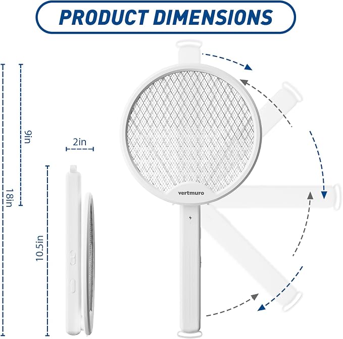 2PCS Electric Fly Swatter 4000V, 2-in-1 Foldable Bug Zapper Racket, Fly Zapper Mosquito Zapper Flies Killer with USB Rechargeable Battery, UV Light, Mosquito Killer Zapper Flies Killer Indoor Outdoor