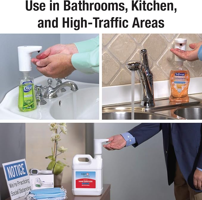 First Safety Touchless Pump for Liquid Hand Soap and Hand Sanitizer (Pack of 6)