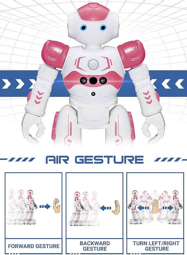 KingsDragon RC Robot Toys for Kids, Gesture & Sensing Remote Control Robot for Age 3 4 5 6 7 8 Year Old Boys Girls Birthday Present (Pink)