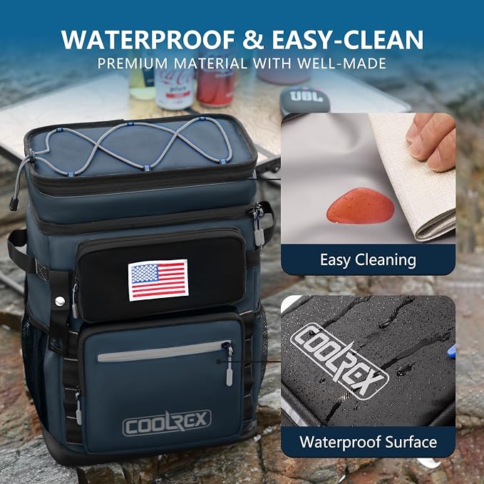 Large Backpack Cooler 36 Can Cooler Backpack with 2 Insulated Compartments Leak Proof Waterproof Travel Backpack, Camping Beach Picnic Lunch Thermal Bag for Women and Men