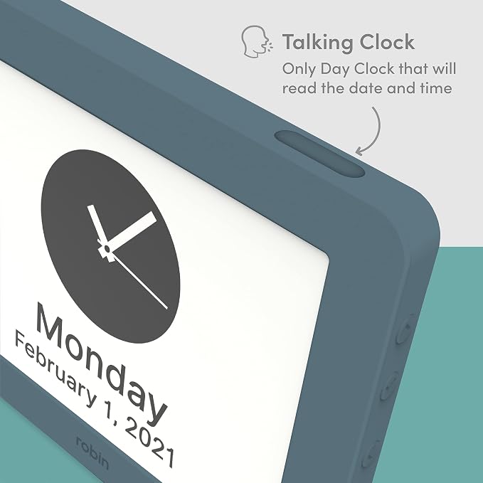 Robin Day Clock 2026 for Seniors, 8" Large Digital Calendar Dementia Clock with Talking Function, Alarms, Easy-to-Read Display for Elderly, Day Date Time, Medication Reminder, DST, Winter Blue