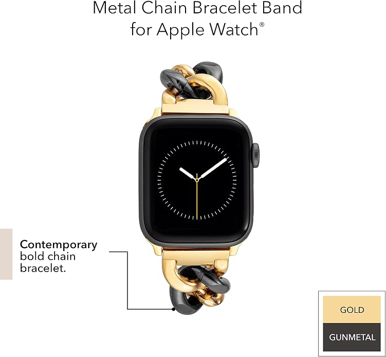 Anne Klein Fashion Chain Bracelet for Apple Watch, Secure, Adjustable, Apple Watch Replacement Band, Fits Most Wrists