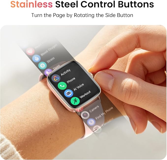 Gydom Smart Watch for Women and Men, 1.85" HD Fitness Trackers for iPhone/Android/Samsung (Answer/Make Calls), Heart Rate/Sleep/SpO2 Monitor, 101+ Sports Modes, IP68 Waterproof, 2 Bands, Pink