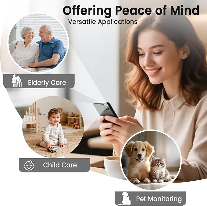 vebiliki Security Camera, 4K WiFi Camera with TF Card, Indoor Security Camera with AI Motion Detection, Auto Night Vision Nanny Cam, Cloud & TF Card Storage, 100-Day Standby Cameras for Home Security