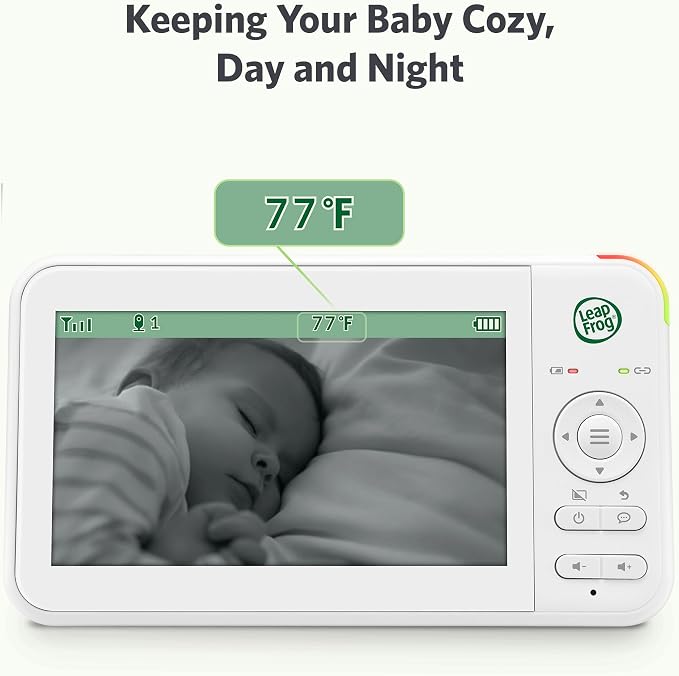 LeapFrog LeapView Twoo Video Baby Monitor (Non-WiFi), 5-Inch Screen, 360° Coverage Owl Camera | 31-Hr Battery, 1,000ft Range, Secure FHSS, VOX, Two-Way Talk, Temperature | Blue