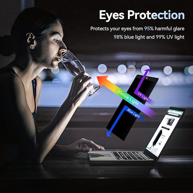 Magnetic Privacy Screen Protector Compatible with MacBook Pro 13 Inch(2016-2022, M1, M2)/MacBook Air 13 in (2018-2021, M1), Removable Anti Spy Blue Light Glare Shield Laptop Privacy Filter