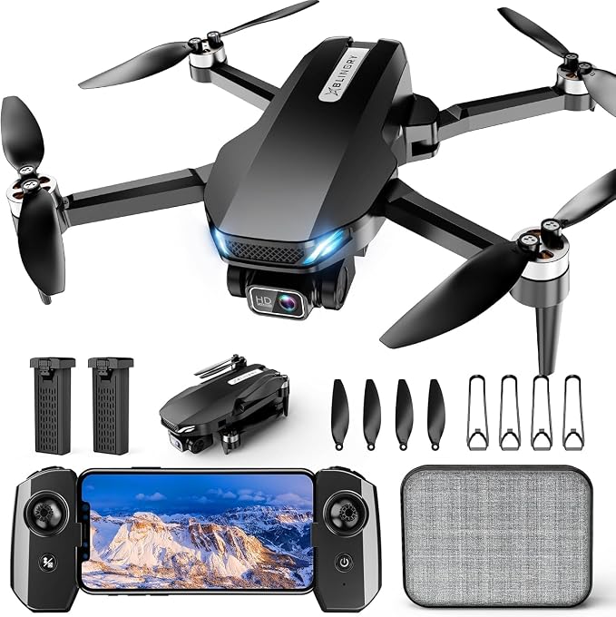 2K Drone with Camera for Adults & Beginners, Foldable FPV Mini Drone with Brushless Motor, 36 Min Flight Time, 2 Batteries, One-Key Takeoff/Landing, Gesture Selfie, Carrying Case