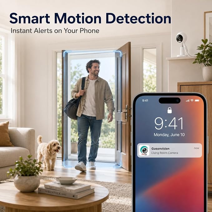 3MP Cameras for Home Security, Outdoor Indoor Camera for Baby Monitor/Dog/Elder, Motion Detection, Color Night Vision, 5G/2.4G WiFi, 2-Way Audio, Plug-in, SD/Cloud Storage, 2 Pack