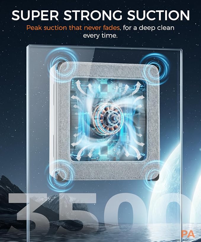 FRUITEAM Automatic Window Cleaning Robot with Smart Edge Recognition and Path Planning, with 4 Water Spray, APP and Remote Control, Triple Safety System Anti-Drop for Windows, Doors & Glass