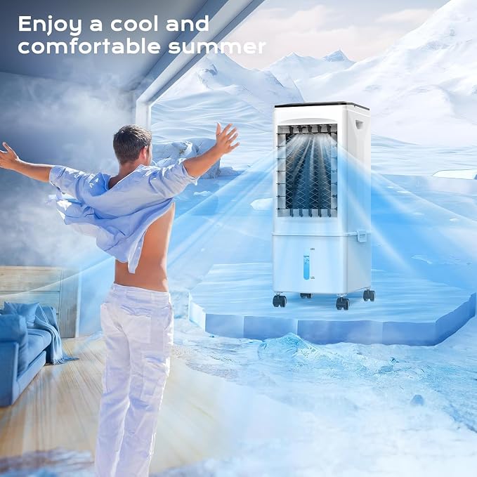 Portable Air Conditioners, [9.5L large Water Tank], 3-in-1 Evaporative Air Cooler for Room, Fast Cooling Portable AC Unit w/7H Timer/Remote, 3 Speeds, Quiet Swamp Cooler for Bedroom Office