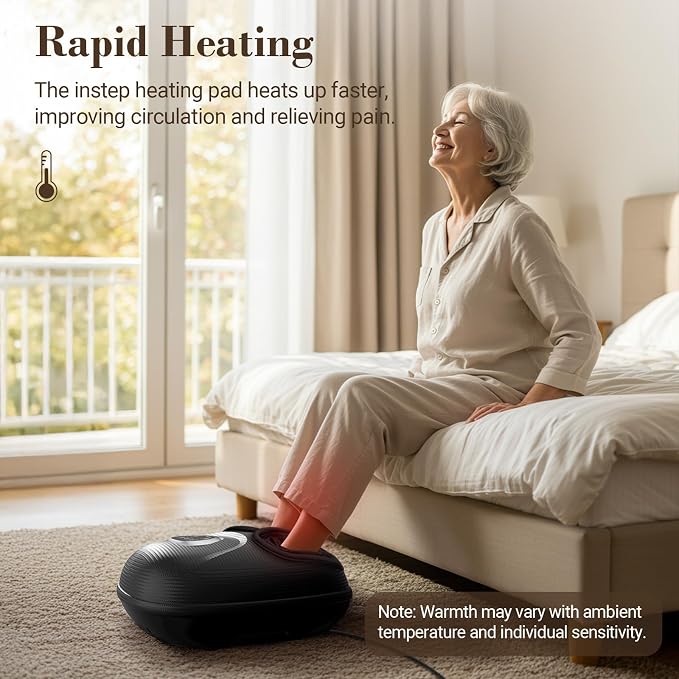 CuPiLo Foot Massager FSA Eligible HSA 2026 Upgraded, Birthday Gifts for Women Men Mom Dad, Feet Massager with Heat for Plantar Fasciitis Relief, 5 Levels Compression & Vibration Massage for Neuropathy