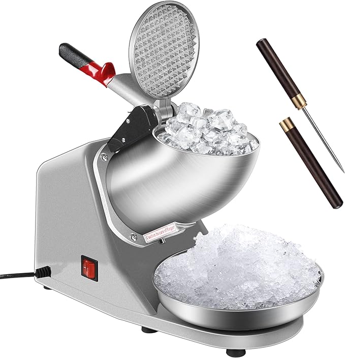 VIVOHOME Electric Ice Shaver Snow Cone Maker Machine Silver 143lbs/hr with Ice Pick for Home and Commercial Use