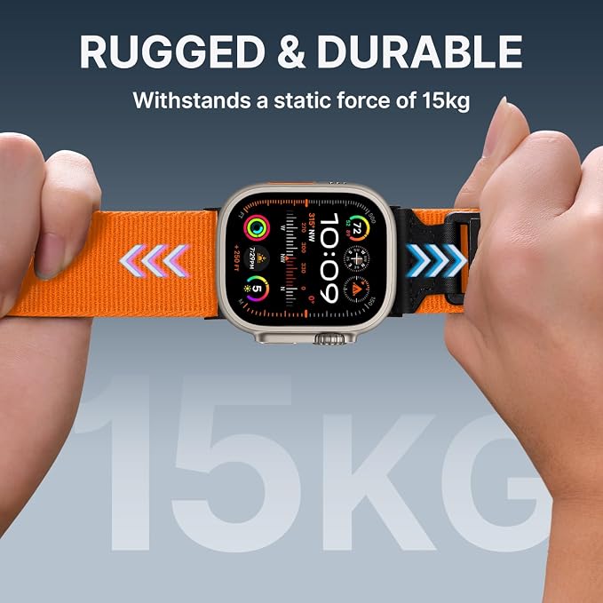 Bandletic Compatible with Apple Watch Ultra 3 2 Bands for Men, Stretchy Braided Nylon Sport Strap with Magnetic Fidlock Hook Buckle for iWatch Ultra 49mm, Series 11/10 46mm, 9/8/7 45mm, SE/6/5/4 44mm