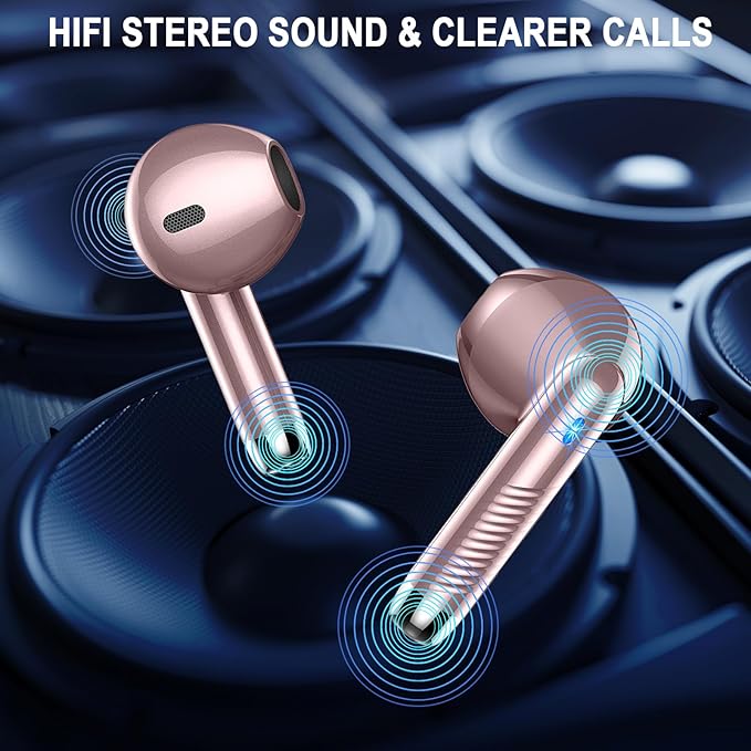 Wireless Earbuds, 2026 Bluetooth Headphones 5.4 HiFi Stereo, in-Ear Ear buds with 4 ENC Noise Cancelling Mics, 40H Playtime Sport Ear Buds with Charging Case, IP7 Waterproof Earphones with LED Display