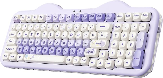 YUNZII C98 Wireless Mechanical Keyboard with Number Pad,99 Key BT5.0/2.4G/USB-C Hot Swap Gasket Mount with PBT MOA Keycaps,Custom RGB,Cute Cake Keyboard for Win/Mac (Purple, Milk V2 Linear Switch)