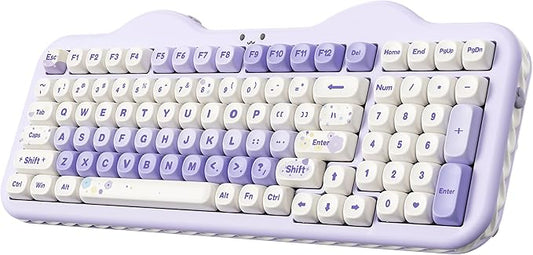 YUNZII C98 Wireless Mechanical Keyboard with Number Pad,99 Key BT5.0/2.4G/USB-C Hot Swap Gasket Mount with PBT MOA Keycaps,Custom RGB,Cute Cake Keyboard for Win/Mac (Purple, Milk V2 Linear Switch)