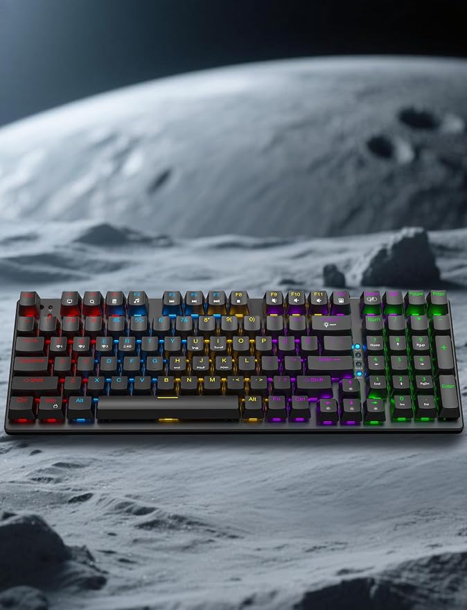 Wireless Mechanical Keyboard and Mouse Combo, 98-Key Gaming Keyboard with RGB Backlit, Tri-Mode BT5.0/2.4G/USB-C, 4000mAh Battery, 3200 DPI Gaming Mouse with Mouse Pad for PC, Laptop, Tablet