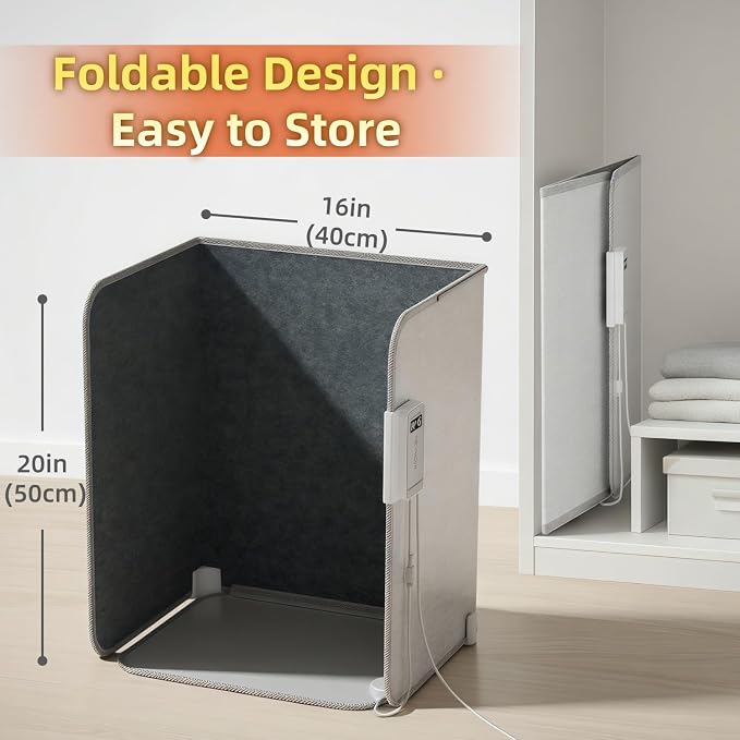 Under Desk Heater, Foot Warmer with Foot Heating Pad, Quiet 195W Under Desk Foot Warmer with Detachable Blanket for Office Home, Energy-Saving 5 Temperature Levels Timer Grey Cuboid UEMUSI