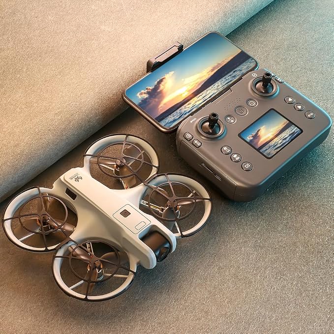 Hobby Mini Drone With Display Screen, Dual Cameras, 360° Propeller Guard, Optical Flow Positioning, Brushless Motor, One Key Takeoff/Landing, Headless Mode, Hovering, LED Light, 2 Batteries, Handbag, Beginner-Friendly FPV Remote Control Quadcopter, Sma...