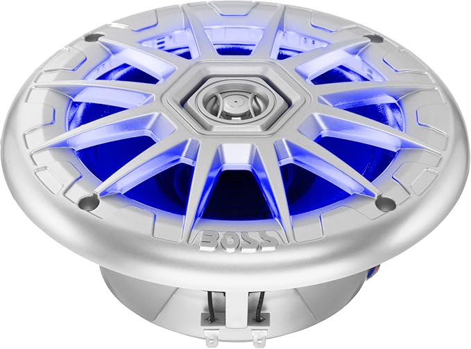 BOSS Audio Systems MRGB65S 6.5 Inch Marine Boat Stereo Speakers - 200 Watts Max (per pair), Coaxial, 2 Way, Full Range, 4 Ohms, Weatherproof, Multi-Color Illumination, Sold In Pairs