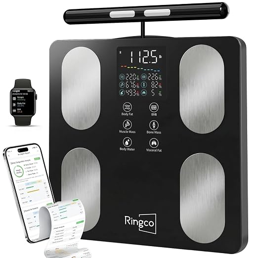 Body Pod Scale, Smart Scale with BMI Body Fat Muscle Mass, 8-Electrode High Precision Digital Bathroom Composition Analyzer with 12.2" Large Platform and 4.8" Display