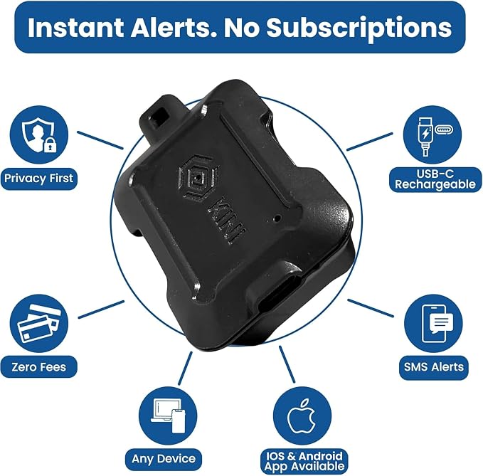 Kini Safe Alert Wi-Fi Motion Sensor Alarm - Instant App, SMS & Email Alerts - Gun Safes, Cabinets, Drawers - Easy Install, No Subscription, Rechargeable 12-18 Month Battery, IFTTT, USA-Made