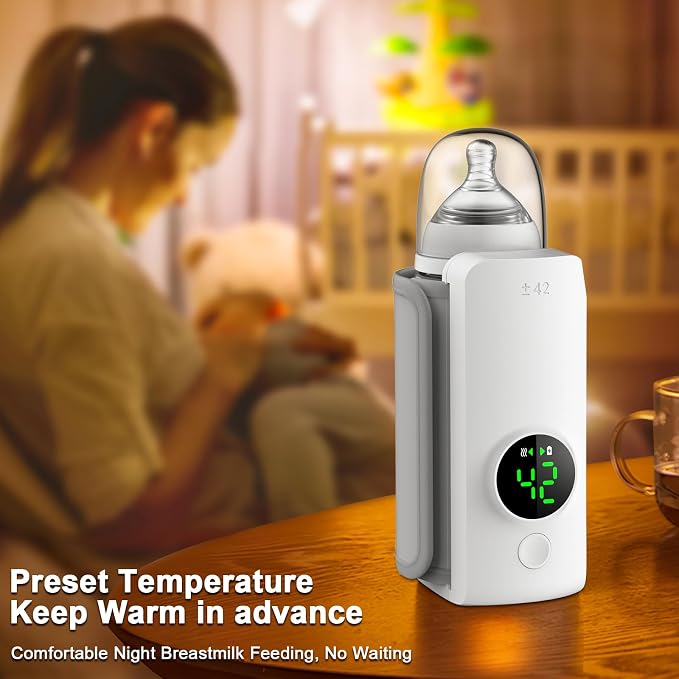 Portable Bottle Warmer,Travel-Easy,Type-C Charging,6-Speed Temperature Control,Locked-in Nutrition,360 Degree Wrap Even Warming,Ensuring Baby Needs