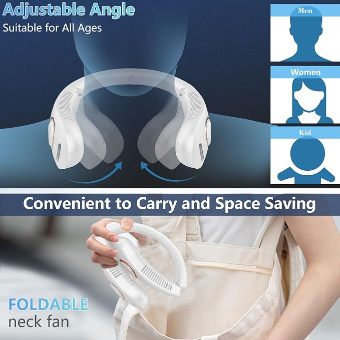 Neck Fan with Mist Spray-Neck Fans that Blow Cold Air,Folding 4000Mah Portable Personal USB Rechargeable Battery Operated Fan with Mister,Cooling Bladeless Travel Misting Fan