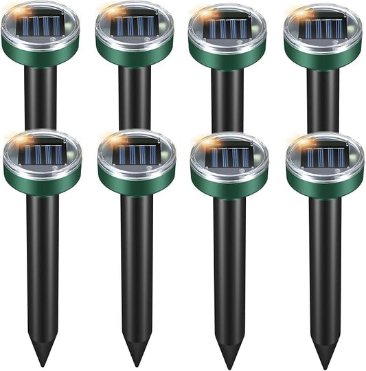 Mole Repellent for Lawns - Gopher Repeller Ultrasonic Solar Powered Vole Repellent Outdoor Waterproof Rat Deterrent Spikes Repellent Snake,Chipmunk,Groundhog,Sonic Mole Stakes for Garden,Yard