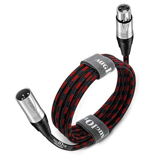XLR Pro Mic Cable 20 ft 6 Meter Male to Female XLR Cables 3-pin Red Balanced Shielded Microphone Cord for Amplifier Mixer,Speaker Systems,Recording Studio