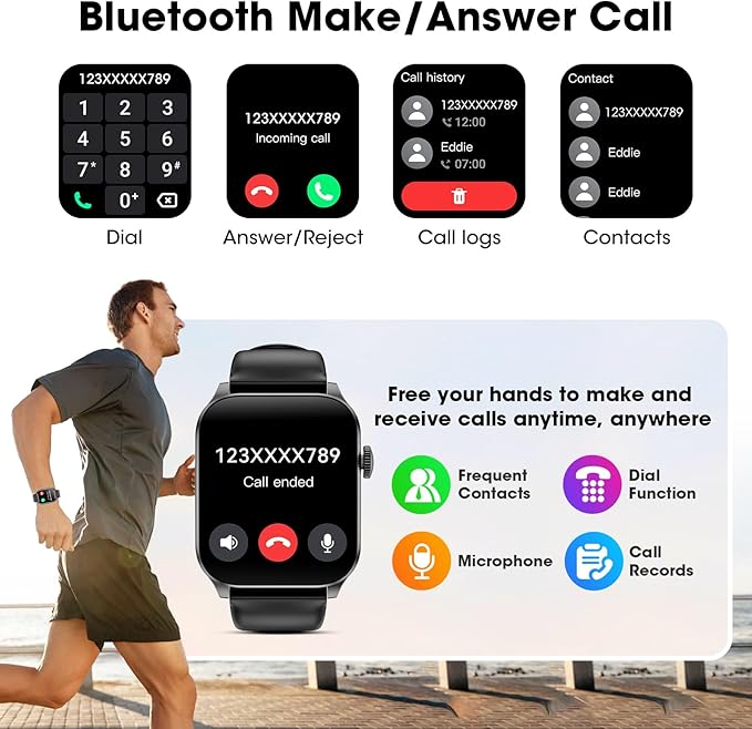 Smart Watches for Men Women, 1.91" HD Curve Screen Smartwatch (Answer/Make Call), Activity Fitness Tracker with Heart Rate Sleep Monitor Pedometer, 100+ Sport Modes, Smart Watch for Android iPhone