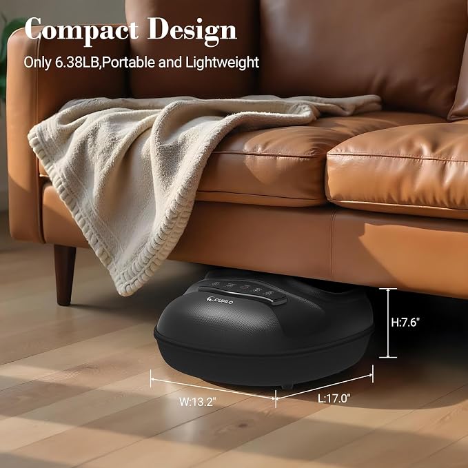 CuPiLo Shiatsu Heated Foot Massager with Remote, 5 Level Compression & Soothing Heat, Electric Foot Pain Relief Machine for Men and Women, FSA Eligible HSA, Fathers Day Dad Gifts for Men