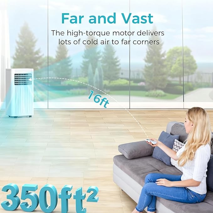 Electactic 8000 BTUs Portable Air Conditioners, 3-IN-1 Portable AC Unit with Cooling, Dehumidification, Fan & Sleep Mode, 24H Timer, Remote Control and Window Kit for Bedroom Home Office