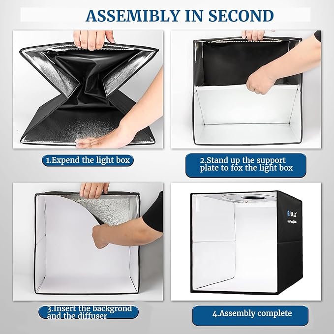 Portable Photo Studio Light Box, PULUZ 16"x16" Professional Dimmable Shooting Tent Kit with 160 LEDs Lights & 6 Kinds Double-Sided Color Backgrounds for Product Photography