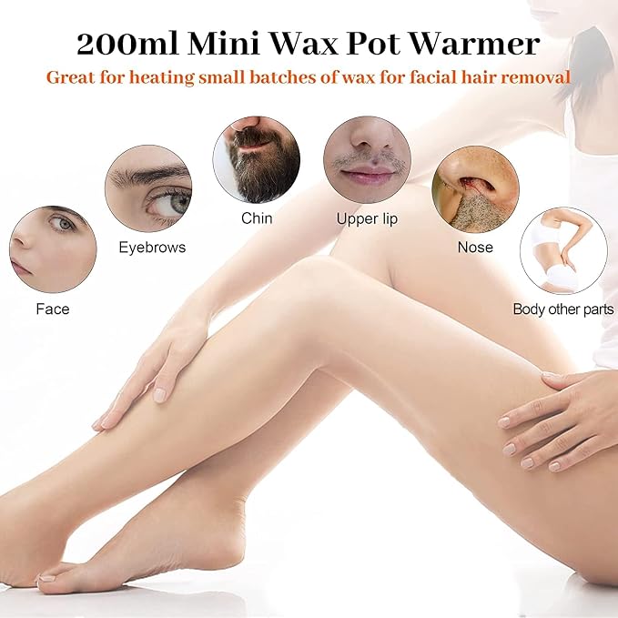 ZJchao Mini Hair Removal Wax Hot Machine, Paraffin Wax Warm Machine with 6 Gears Temperature Adjustment for Men Women, Waxing Pot Warmer Hair Removal (US Plug)