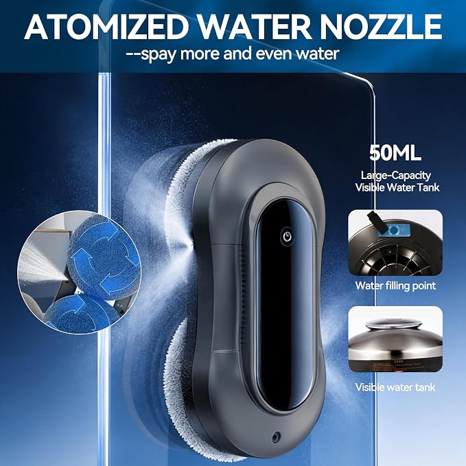 Window Cleaning Robot X11 Pro with Dual-Spray System 70ml Water Tank 3000Pa Strong Suction Auto Edge Detection 2 Cleaning Modes Remote Control for Frameless & Framed Glass