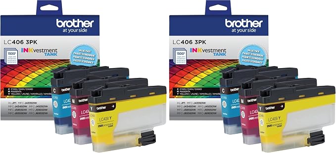 Brother LC4063PK 3 Pack of Standard Yield Cyan,Magenta and Yellow -Ink -Cartridges,(Pack of 2)