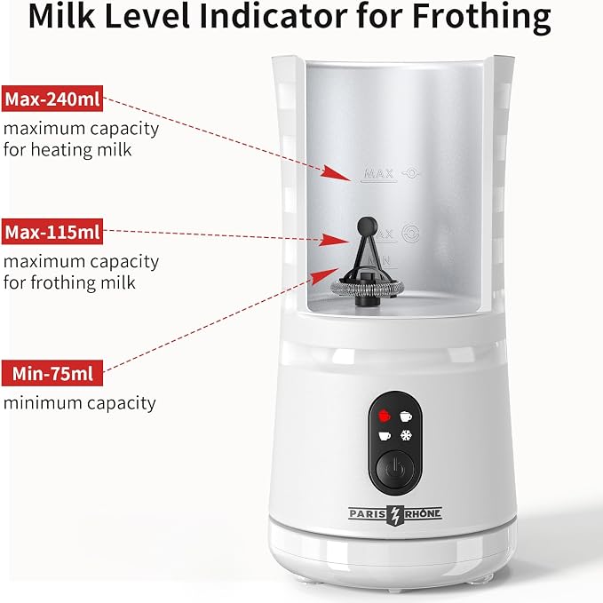 Electric Milk Steamer and Frother, Hot & Cold Foam Milk Warmer with Temperature Control, Auto Shut-Off Frothers for Coffee, Latte, Cappuccino, Macchiato