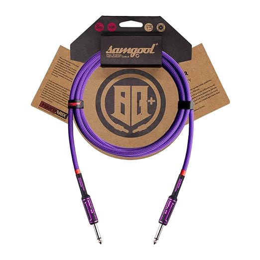 15ft Guitar Cable, 1/4 Inch Straight/Straight Instrument Cable, Electric Guitar Cord Guitar Amp Cord for Bass Guitar Amp and Instruments (CC Purple Braided)
