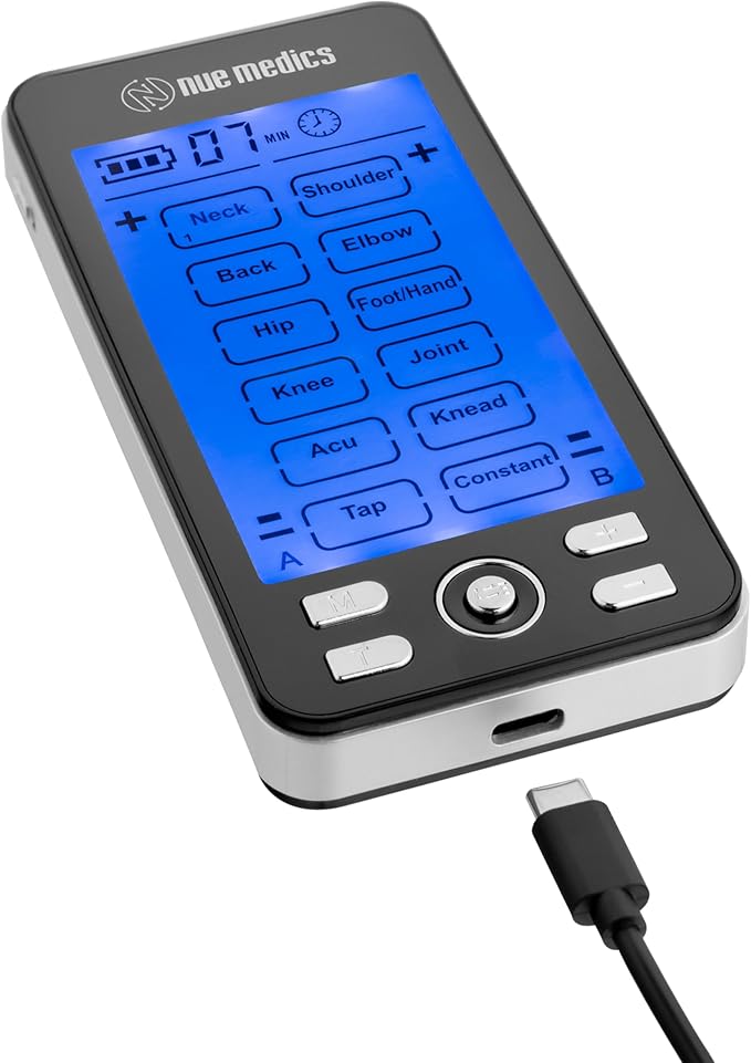 TENS Unit Muscle Stimulator for Pain Relief Muscle Therapy Rechargeable EMS Device with Electrode Pads,Massager Belt & Foot Slippers Included, Electric Pulse Massager for Back,Neck,Shoulder,Sciatica