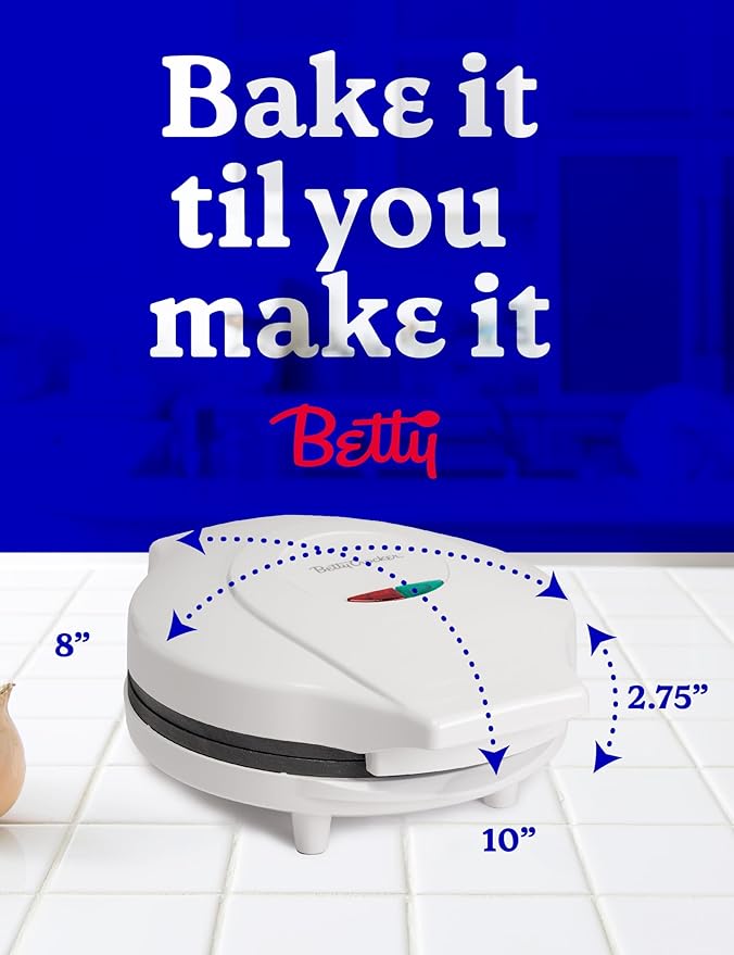 Betty Crocker 8" Travel Pizza Maker Plus, Indoor Electric Grill With Insulated Travel Bag, Nonstick Pan for Pizzas, Quesadillas, Nachos and more, Pizza Machine for Delicious Meals and Snacks, White