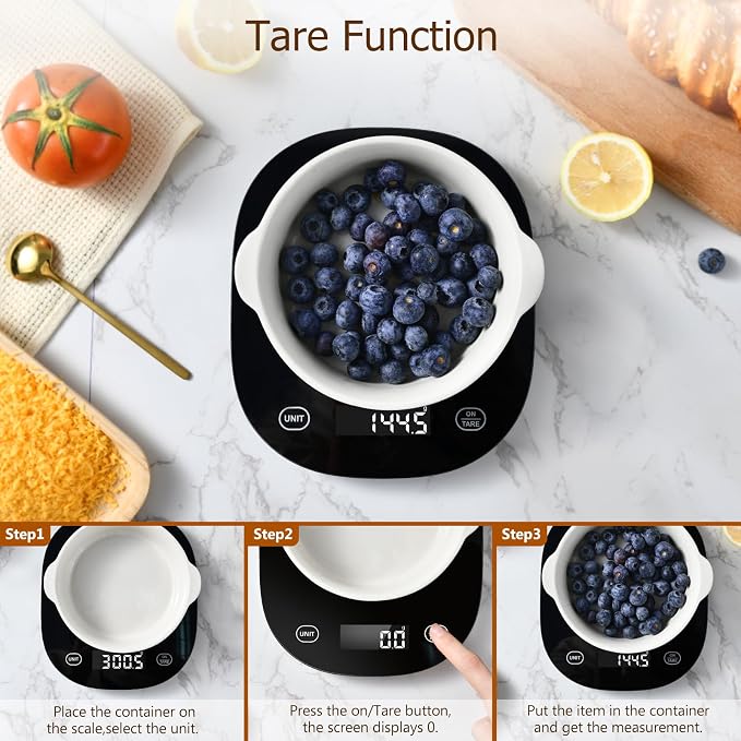 Arboleaf Smart Food Kitchen Scale, 22lb Digital Food Scale with Nutritional Calculator, Smart Kitchen Weighing with App for Macro, Keto, Calorie, Cooking, Grams and Ounces, 0.1oz/0.5g, Black