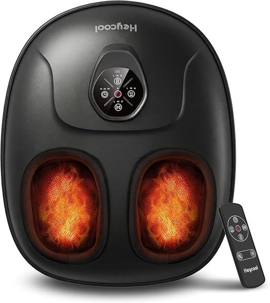 Heycool Shiatsu Foot Massager with Heat and Compression, Deep Kneading Foot Massager Machine for Neuropathy, Remote Control, Large Feet Massager Fits Up to Size 14, Gift for Dad Mom