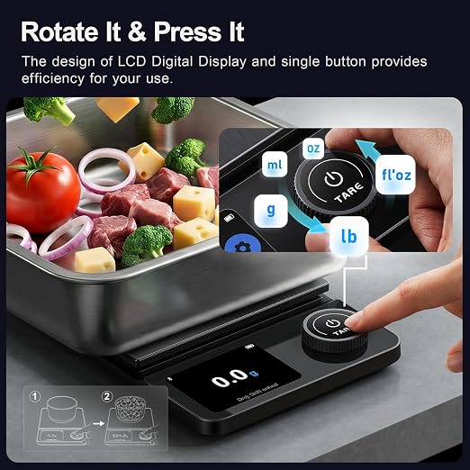 Smart Food Kitchen Scale with Nutritional Calculator, Timer, 0.1g High Precision Kitchen Scale, Free App with 27 Nutrients Tracking, Digital Grams and Ounces for Weight Loss,11lbs/5kg (Black)
