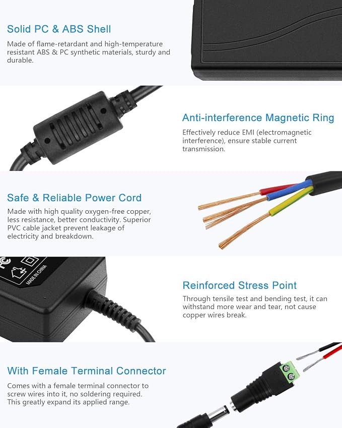 ALITOVE 24 Volt Power Supply DC 24V 3A 72W AC Power Adapter 100-240v 50-60hz AC to DC Converter 3amp Transformer with 5.5x2.1mm DC Output Jack for LED Light 3D Printer CCTV Camera System