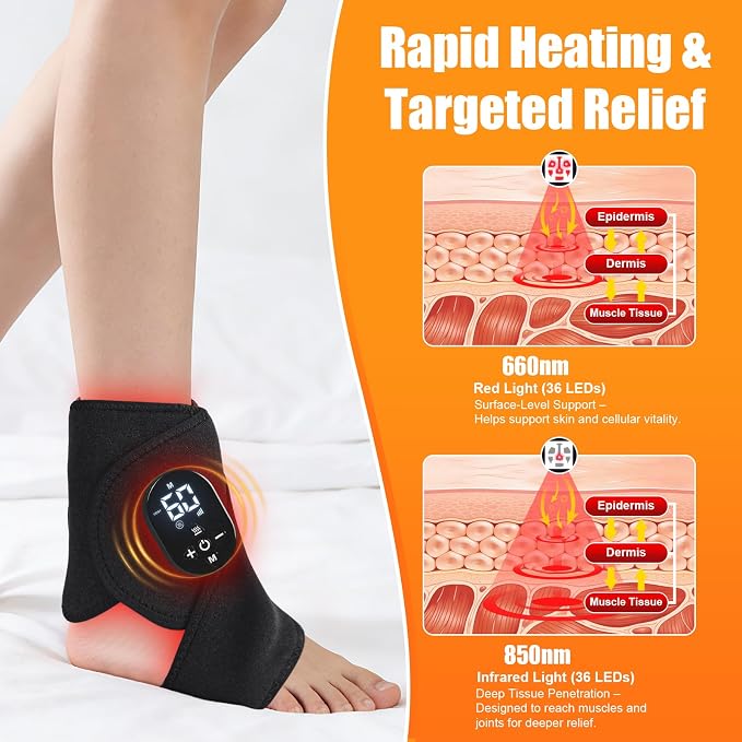 Foot Massager for Neuropathy, with Red Light Therapy for Feet & Ankle, Infrared Neuropathy Triple Therapy Foot Massager with Heat, 8 Massage Modes, 20 Intensity Levels, Body Massager1pack