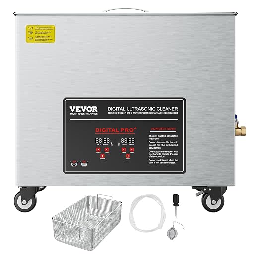 VEVOR 50L Ultrasonic Cleaner, Professional Ultrasonic Cleaner Machine with Cleaning Basket & Digital Display, 840W Stainless Steel Large Cleaning Machine with Wheels for Industrial Parts, Carburetors