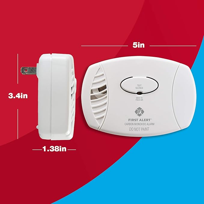 First Alert CO606, Plug-In Carbon Monoxide (CO) Detector, Hardwired Alarm with Battery Backup, 3-Pack